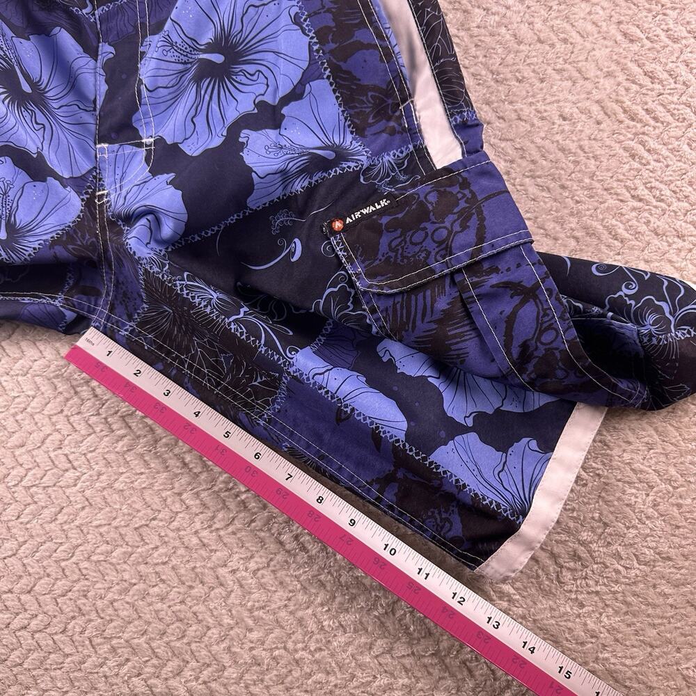 AIRWALK Men’s Size Small SWIM TRUNKS BOARD SHORTS Blue Floral Mesh Lining‎ - Picture 5 of 14